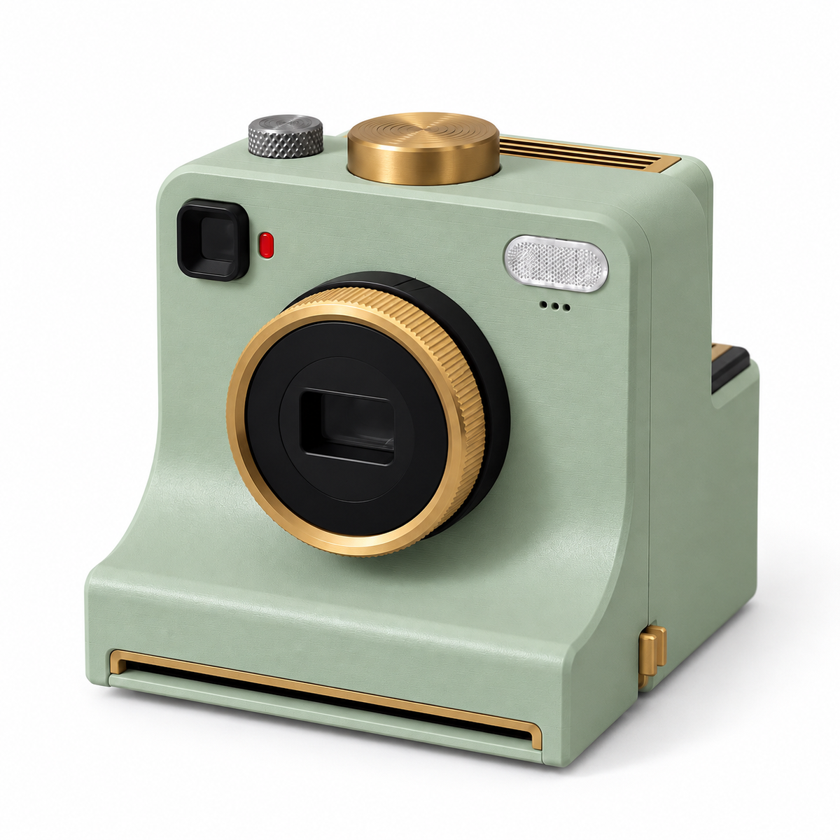 Green coffee stencil printer with gold accents