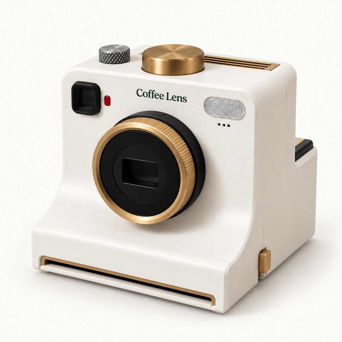 White Coffee Lens stencil printer with gold accents